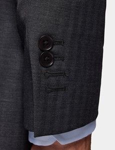 Slim Fit Charcoal Herringbone Suit Jacket