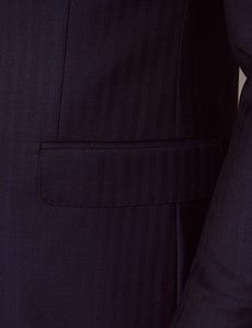 Slim Fit Navy Herringbone Suit Jacket-preview3
