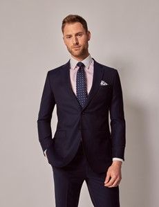 Slim Fit Navy Herringbone Suit Jacket-preview2