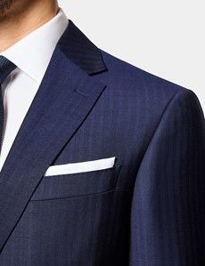 Slim Fit Navy Herringbone Suit Jacket