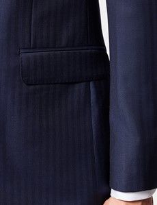 Slim Fit Navy Herringbone Suit Jacket