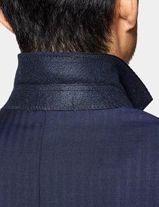 Slim Fit Navy Herringbone Suit Jacket