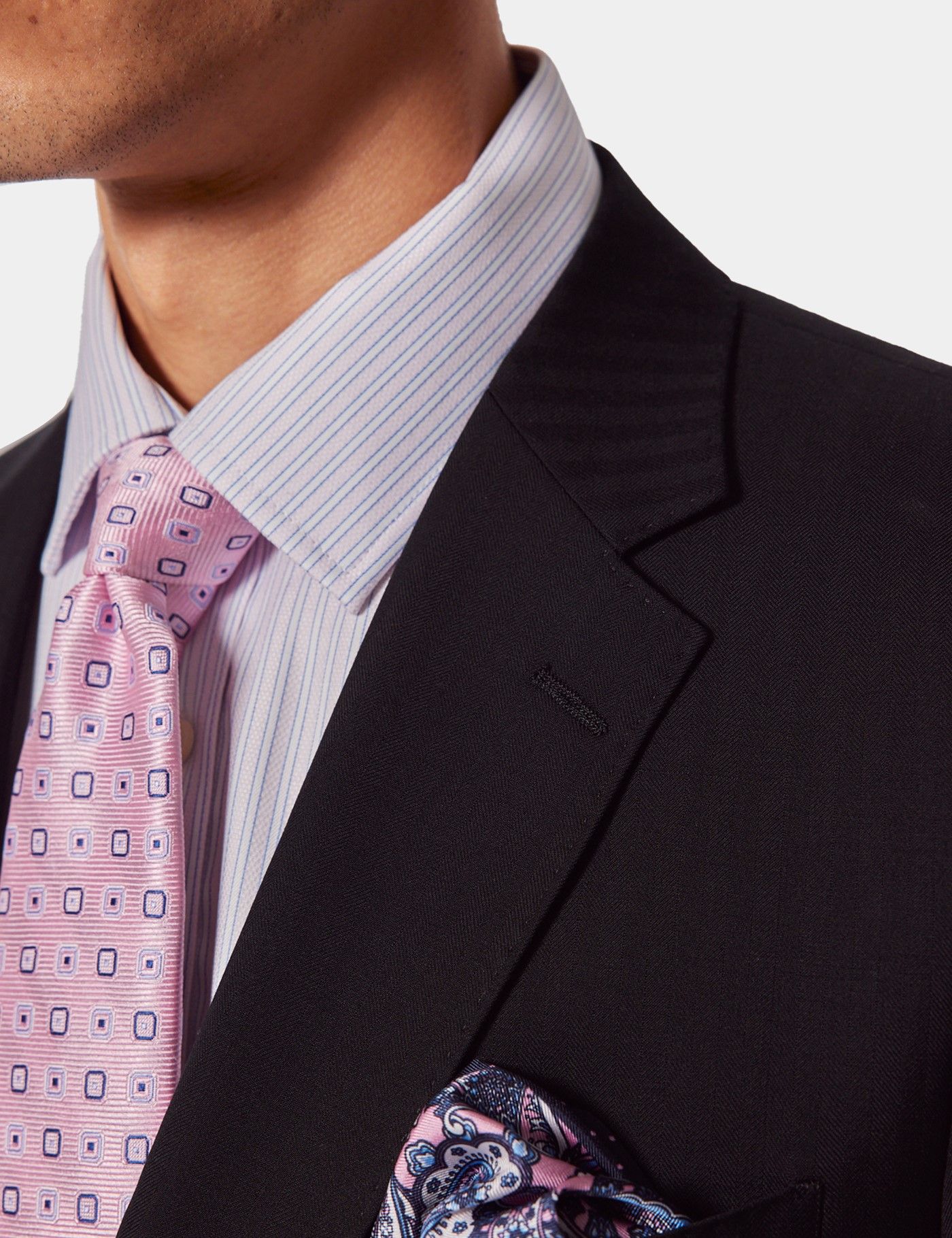 Slim Fit Black Herringbone Suit-preview