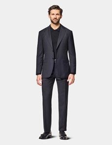 Slim Fit Black Herringbone Suit