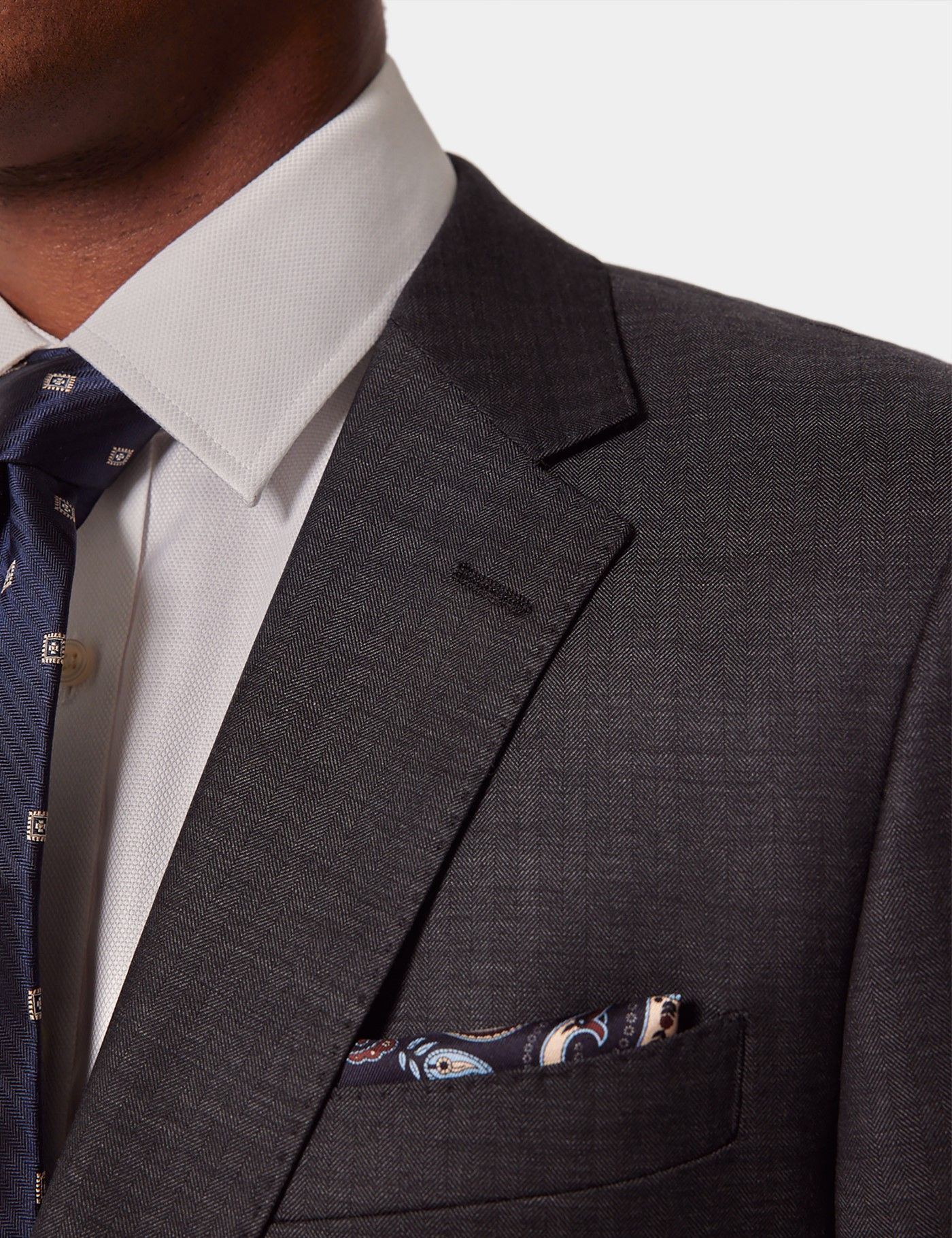 Slim Fit Charcoal Herringbone Suit-preview