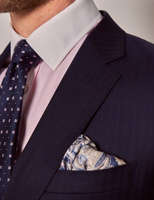 Navy Herringbone Slim Suit-preview