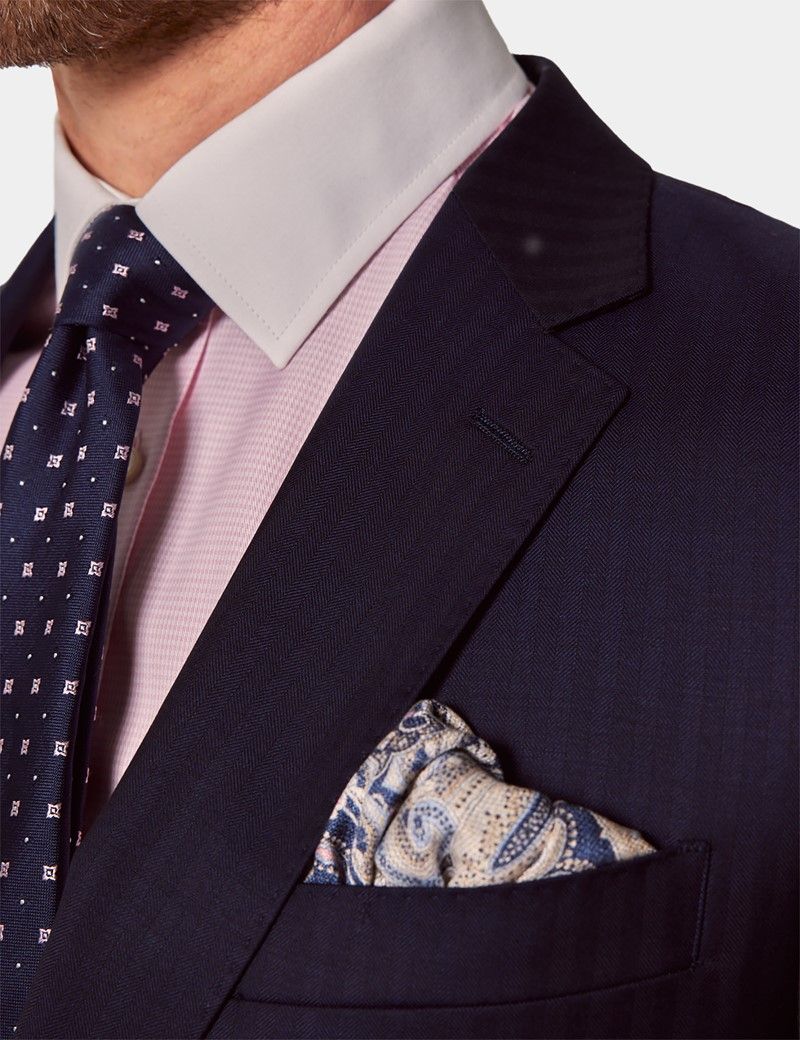 Slim Fit Navy Herringbone Suit-preview