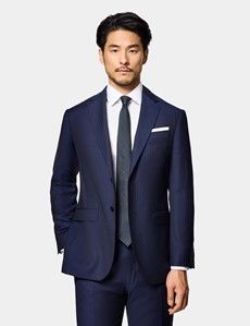 Slim Fit Navy Herringbone Suit