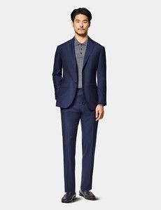 Slim Fit Navy Herringbone Suit
