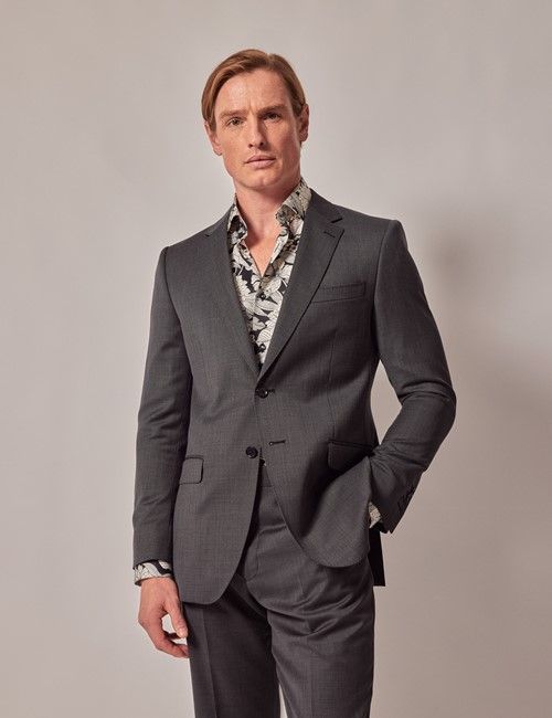 Charcoal Birdseye Slim Suit Jacket