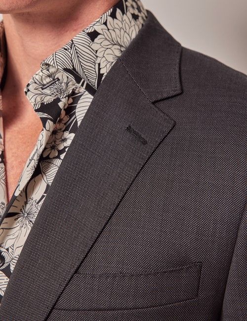 Charcoal Birdseye Slim Suit Jacket-preview