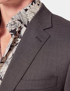 Slim Fit Charcoal Birdseye Suit Jacket-preview1