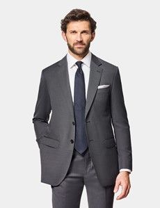 Slim Fit Charcoal Birdseye Suit Jacket