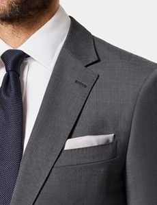 Slim Fit Charcoal Birdseye Suit Jacket