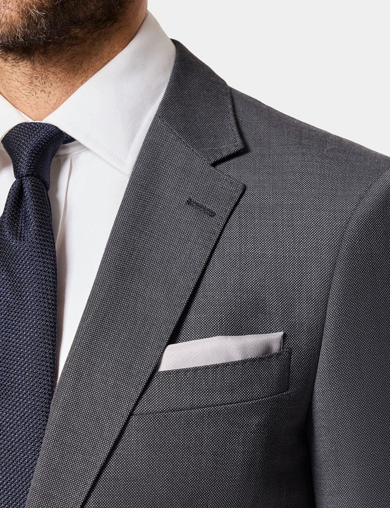 Slim Fit Charcoal Birdseye Suit Jacket thumbnail 3