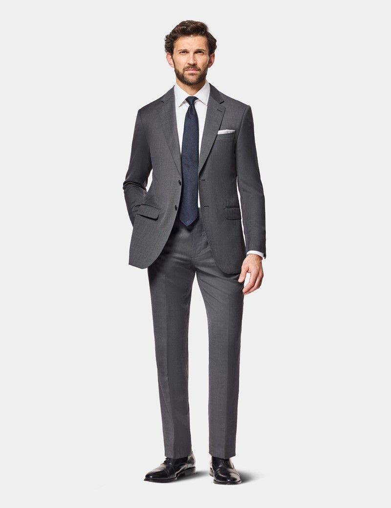 Slim Fit Charcoal Birdseye Suit Jacket thumbnail 4