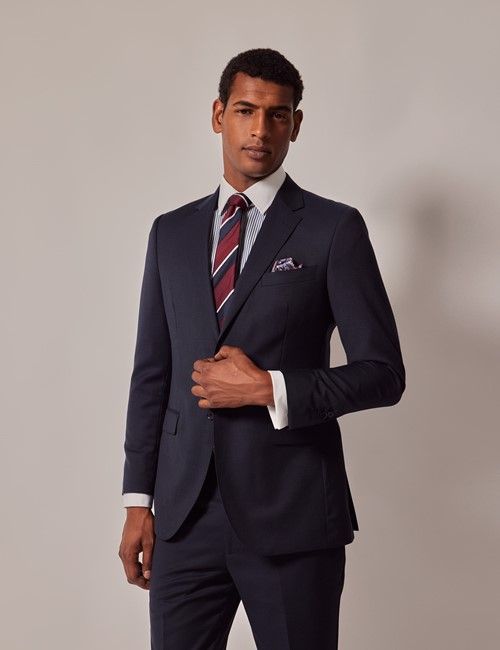 Navy Birdseye Slim Suit Jacket