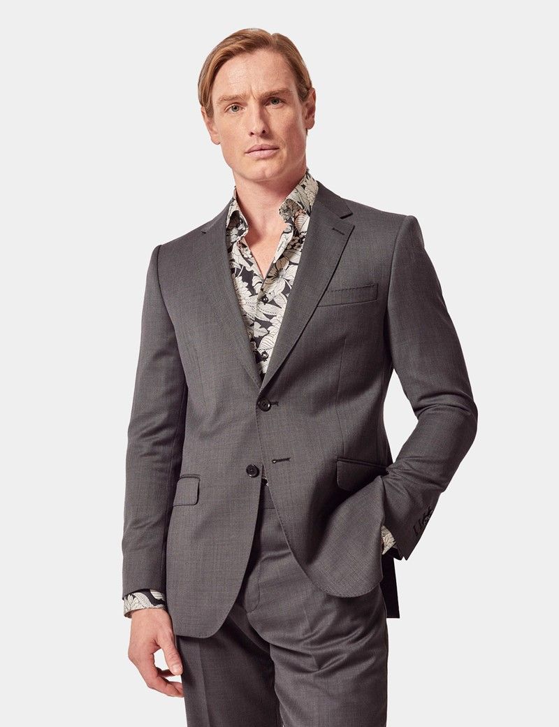 Slim Fit Charcoal Birdseye Suit