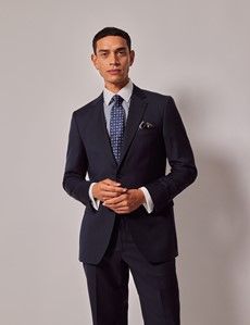 Navy Sharkskin Slim Suit Jacket