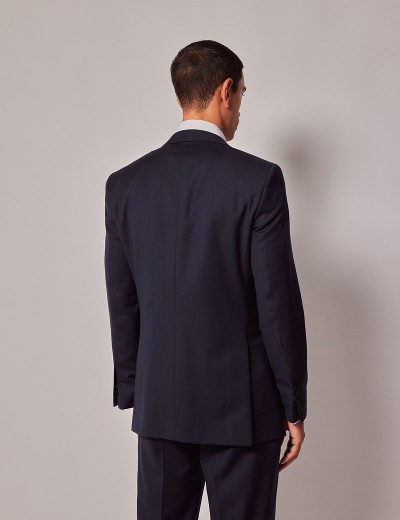 Men's Navy Sharkskin Slim Suit Jacket | Hawes & Curtis