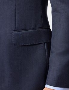 Slim Fit Navy Sharkskin Suit Jacket