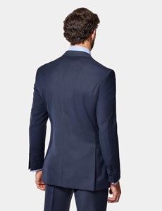 Slim Fit Navy Sharkskin Suit Jacket