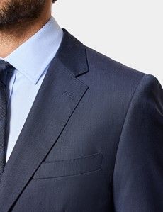 Slim Fit Navy Sharkskin Suit