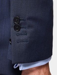Slim Fit Navy Sharkskin Suit