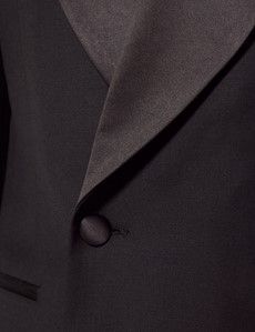 Black Wool Double Breasted Slim Fit Shawl Dinner Jacket-preview2
