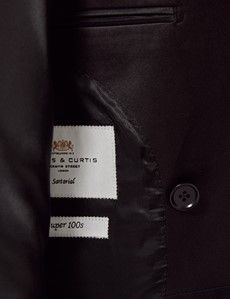 Black Wool Double Breasted Slim Fit Shawl Dinner Jacket-preview3