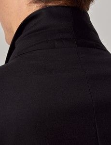 Black Wool Double Breasted Slim Fit Shawl Dinner Jacket-preview5