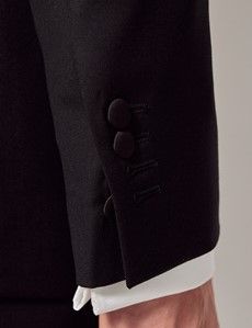 Black Wool Double Breasted Slim Fit Shawl Dinner Jacket-preview6
