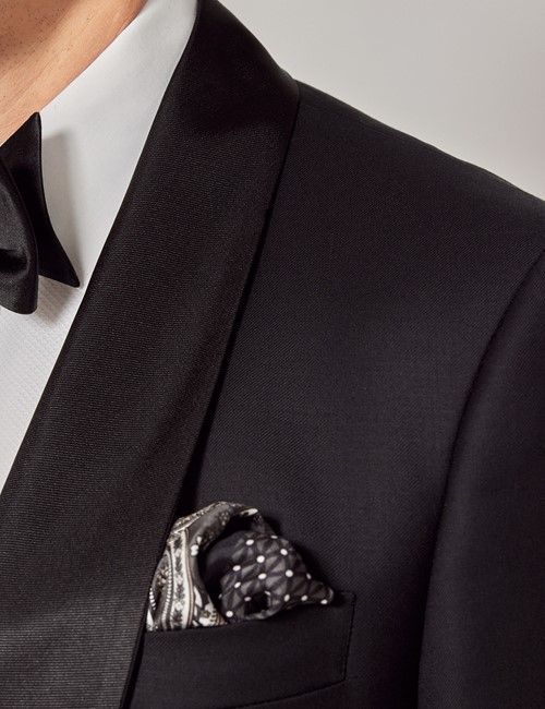 Black Wool Slim Fit Shawl Dinner Jacket-preview
