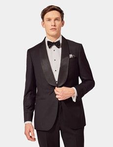Black Wool Slim Fit Shawl Dinner Suit