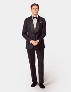 Black Wool Slim Fit Shawl Dinner Suit-preview2