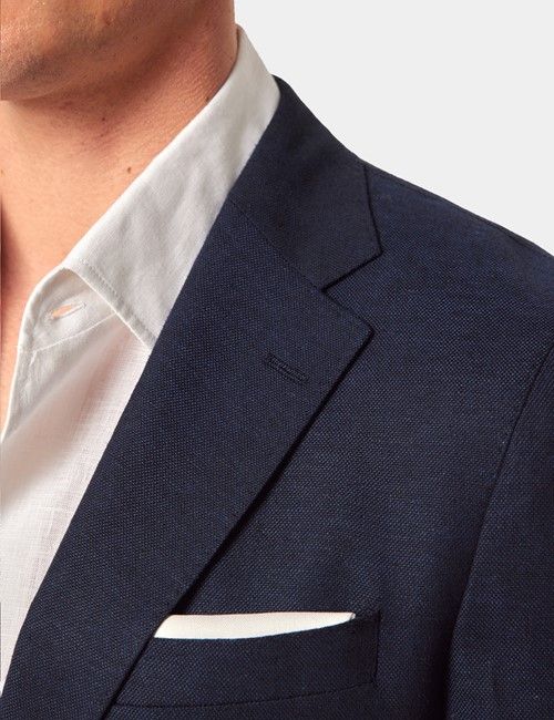 Navy Cotton Linen Slim Suit-preview