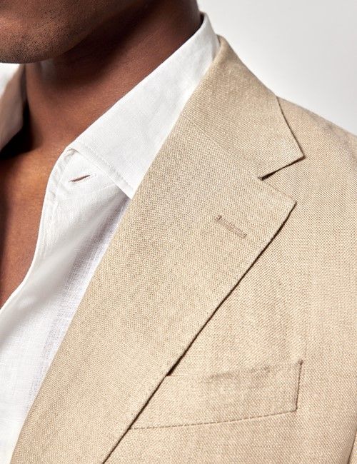 Taupe Hopsack Linen Slim Fit Suit Jacket-preview