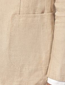 Taupe Hopsack Linen Slim Fit Suit Jacket-preview2
