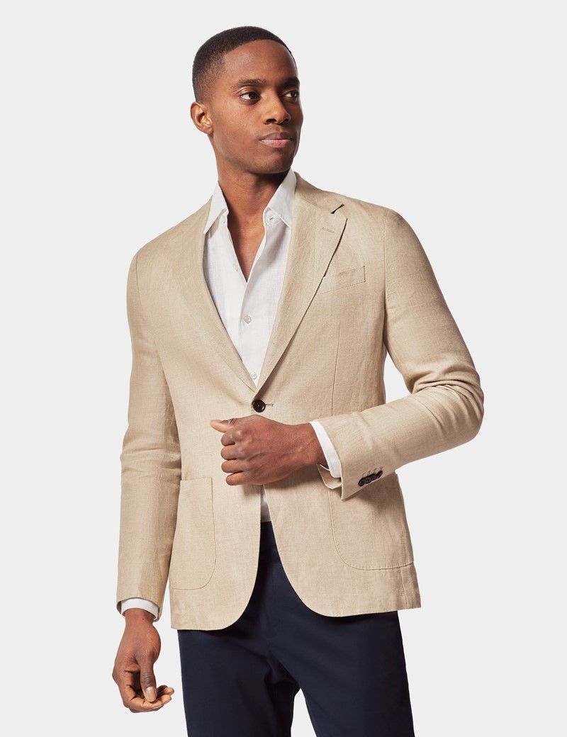 Slim Fit Taupe Hopsack Suit Jacket thumbnail 8