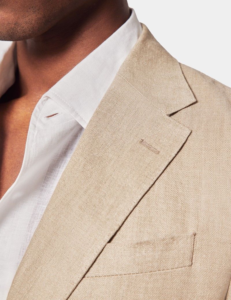 Slim Fit Taupe Hopsack Suit Jacket thumbnail 9