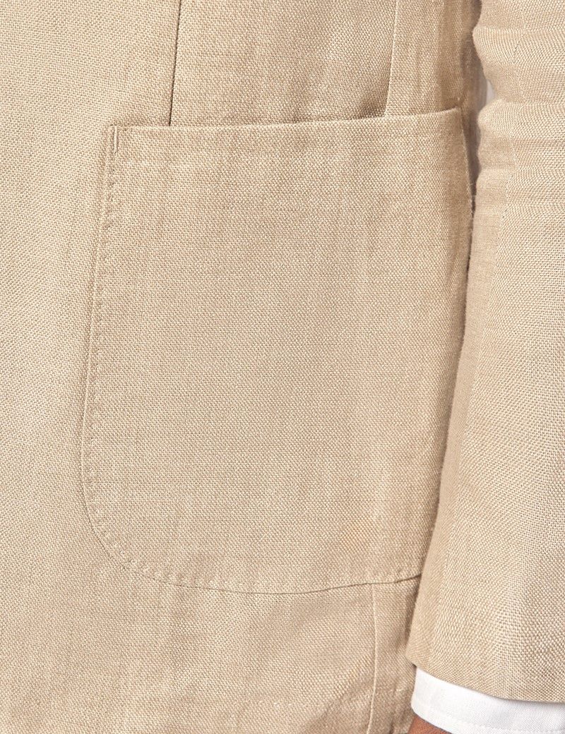 Slim Fit Taupe Hopsack Suit Jacket thumbnail 10