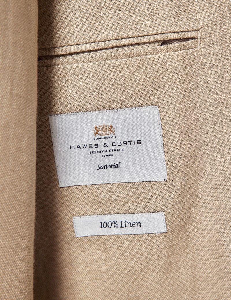 Slim Fit Taupe Hopsack Suit Jacket thumbnail 11
