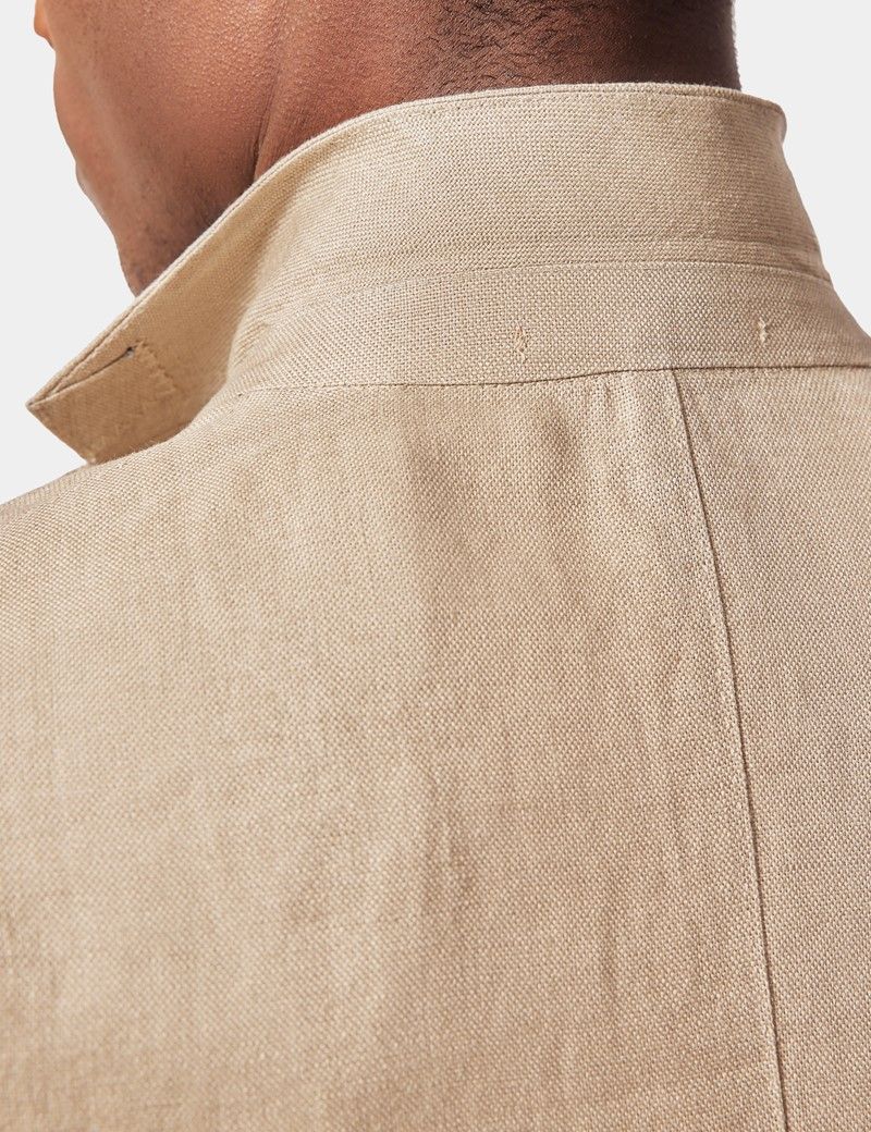 Slim Fit Taupe Hopsack Suit Jacket thumbnail 3