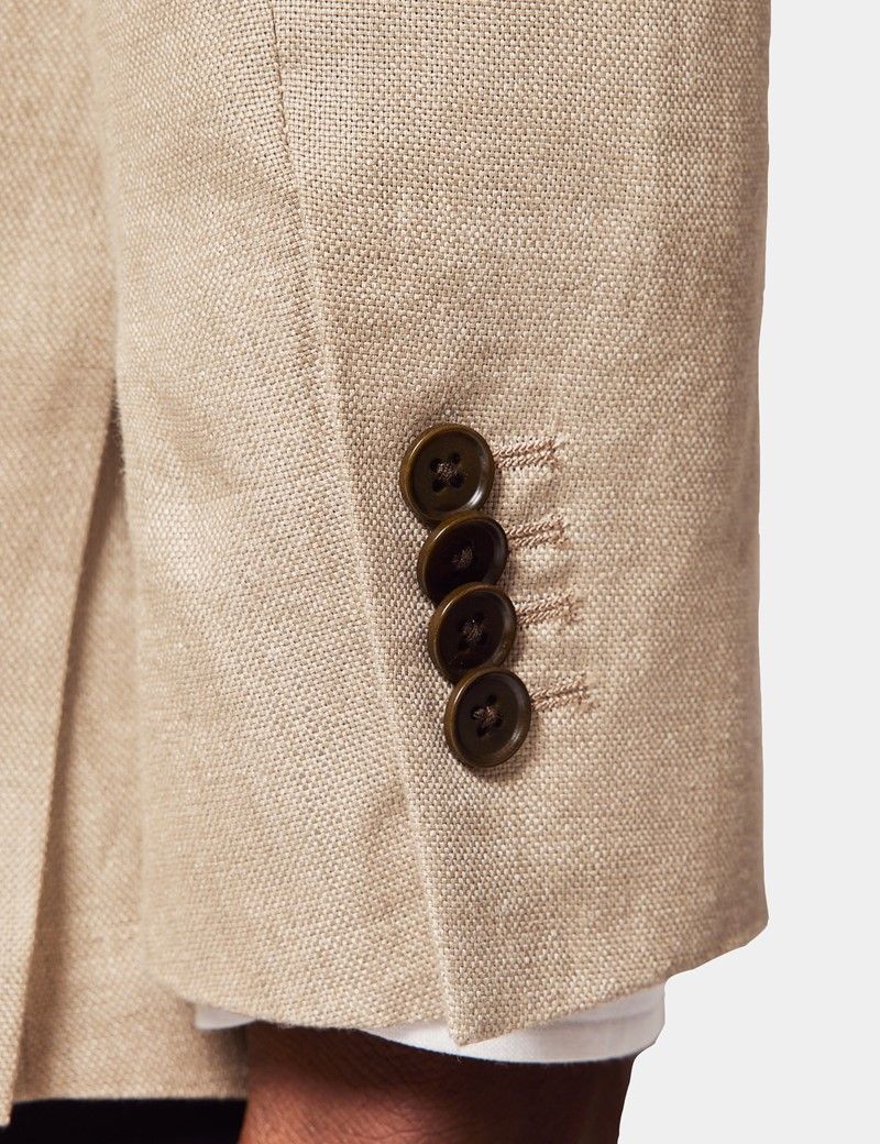 Slim Fit Taupe Hopsack Suit Jacket thumbnail 4