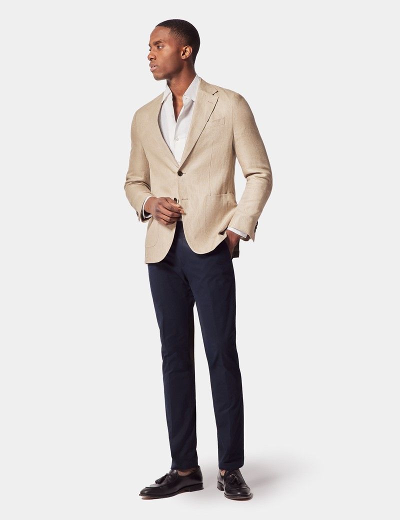 Slim Fit Taupe Hopsack Suit Jacket thumbnail 5