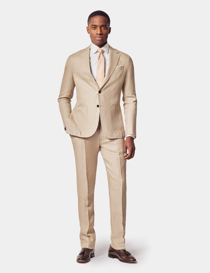 Slim Fit Taupe Hopsack Suit Jacket thumbnail 7