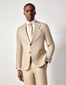 Taupe Hopsack Linen Slim Fit Suit-preview2