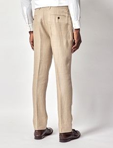 Taupe Hopsack Linen Slim Fit Suit-preview10