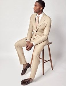 Taupe Hopsack Linen Slim Fit Suit-preview11