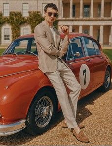 Taupe Hopsack Linen Slim Fit Suit-preview1